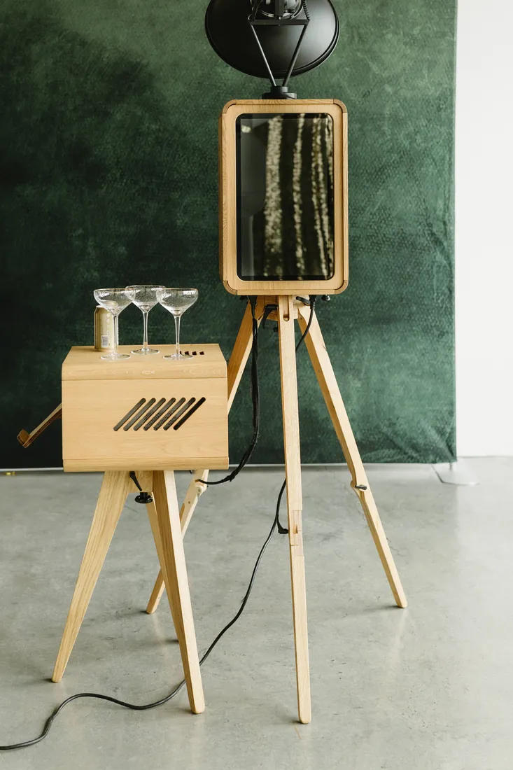 Vintage wood photo booth at The Marquardt Ranch